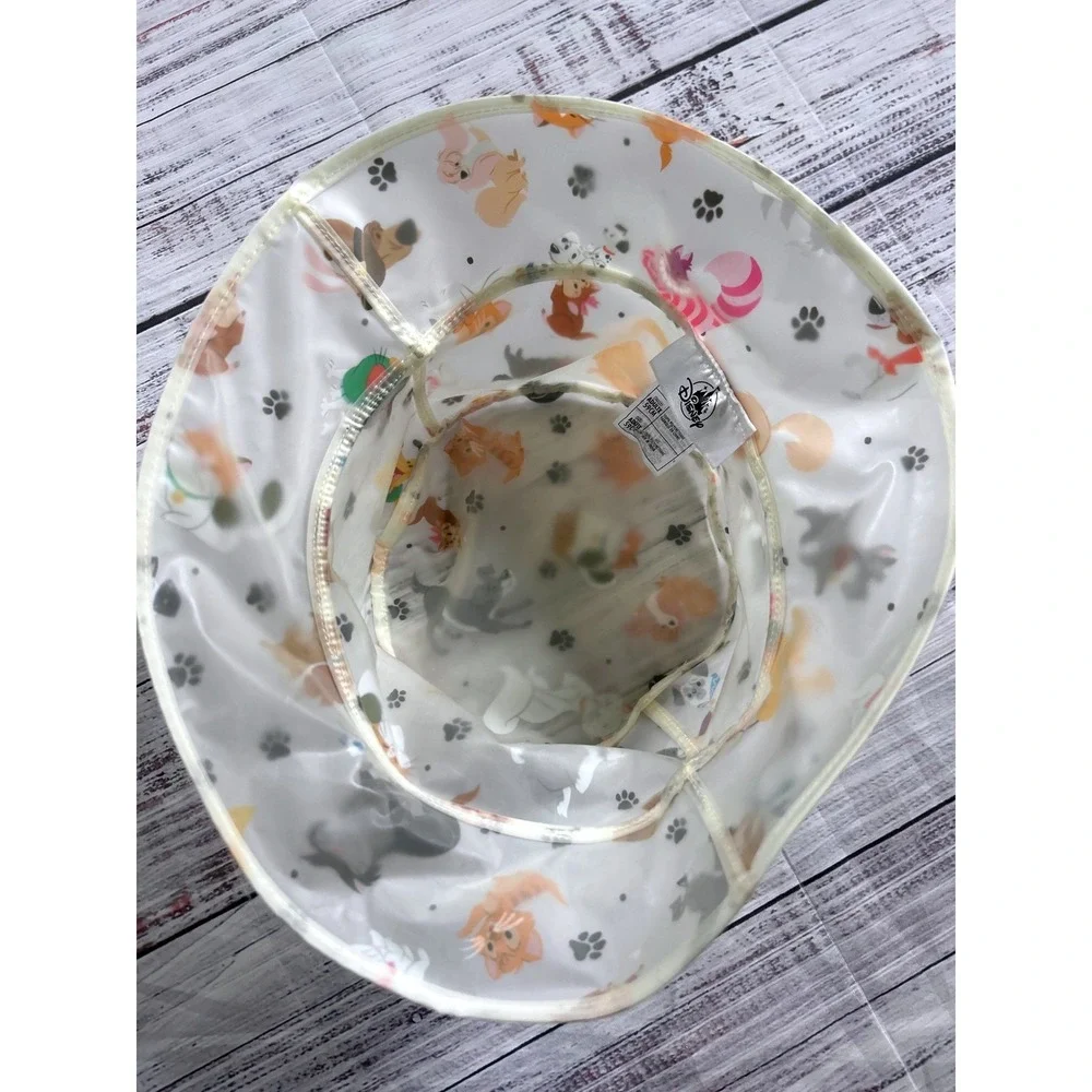 Disney Parks Reigning Cats and Dogs Rain Bucket PVC Vinyl Hat Clear Rain Gear